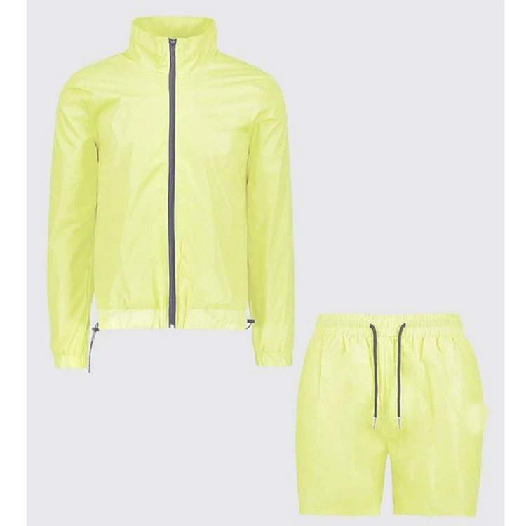 Sweatsuit shorts set women summer two piece shorts set clothing color block windbreaker shorts and jacket set