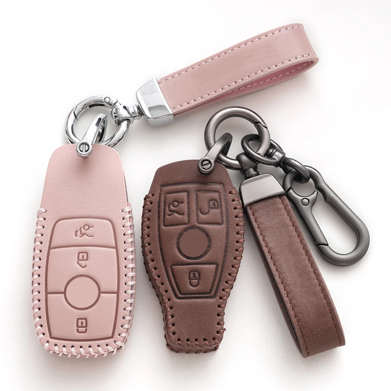 Oil wax leather Car Remote Key Case Cover Shell For Mercedes Benz A C E S G Class GLC CLE CLA GLB GLS W205 W213 W222 X167 AMG