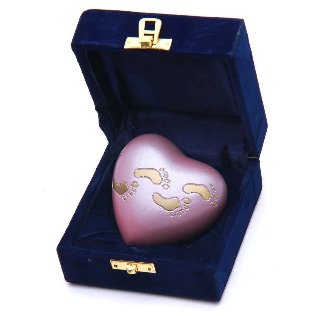 Heart Shape Mini Keepsake Brown Aluminium Cremation Urn For Ashes with Butterflies Sparkle Outline Design