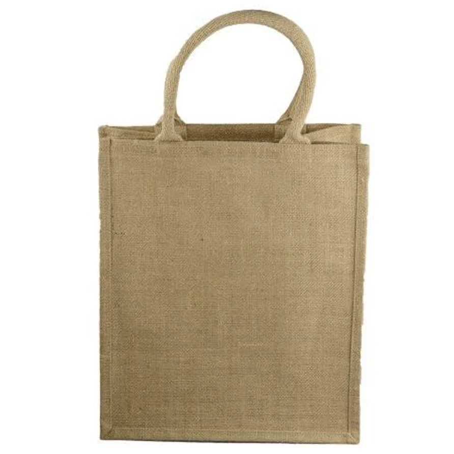 Wholesale Custom Printed Eco Friendly jute wine bottle bags Ladies Grocery Shopping jute Tote Beach Bag