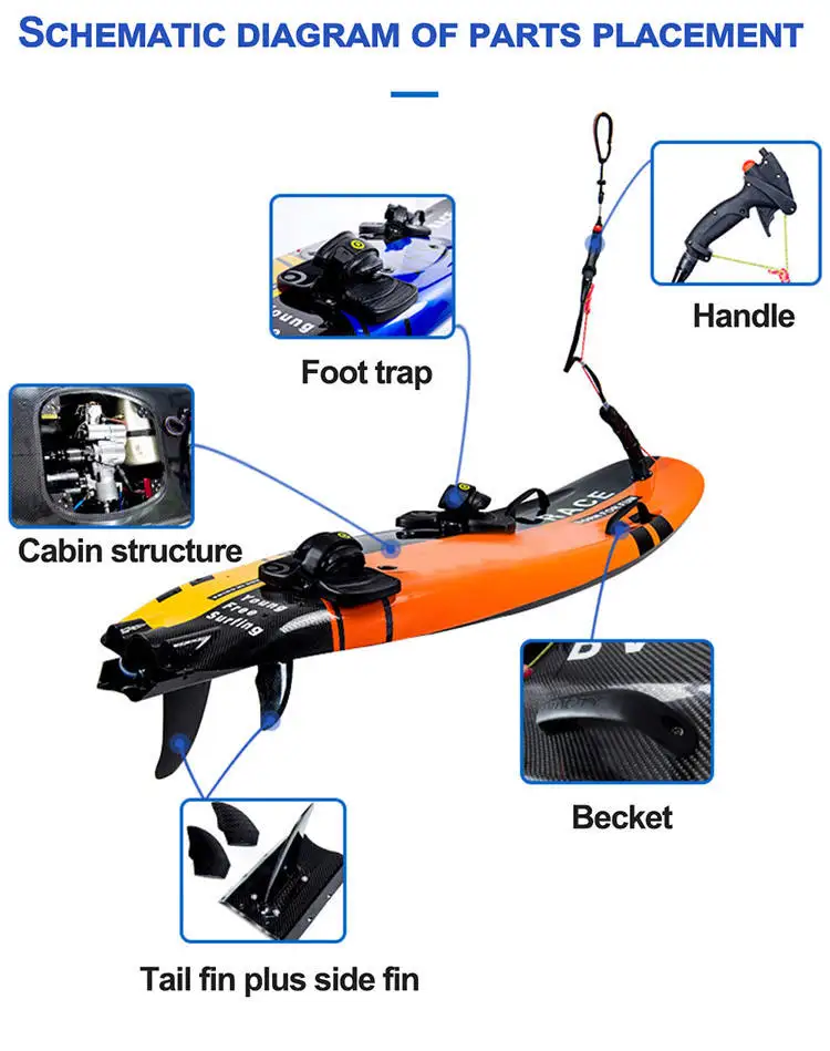 Carbon fiber surfboard 2stroke water-cooled engine surfing petrol gas motorized surfboard