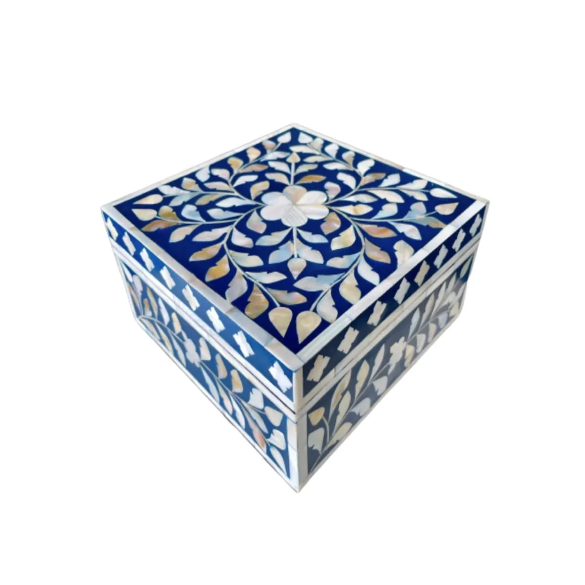 Indian Blue Mother Of Pearl Box Indian Handcrafted Boxes Huge Range Indian Artware Home Decor and Homeware Boxes For Gulf