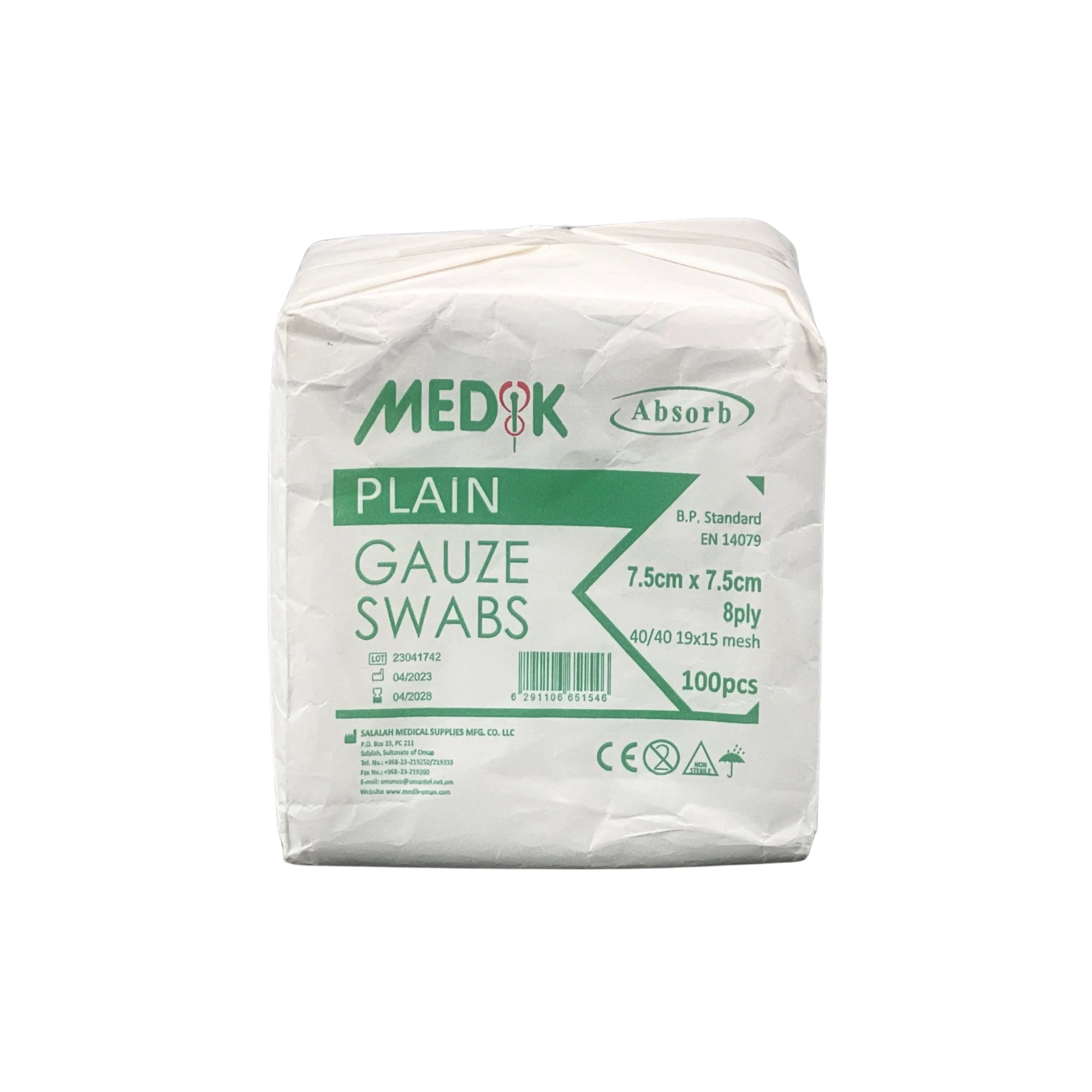 100% Cotton Absorbent Gauze Swab Plain Weave for Wound Care and Medical Purposes