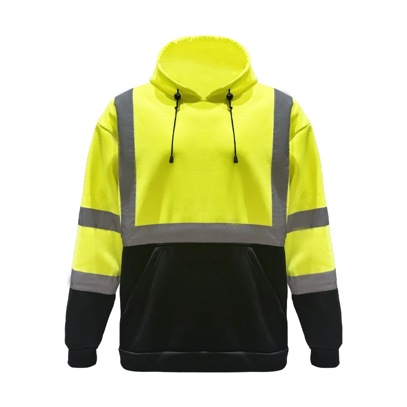 Hi Vis Winter Safety Reflective Hoodies OEM Windproof Zip Up Custom Construction work Jacket For Men breathable and durable