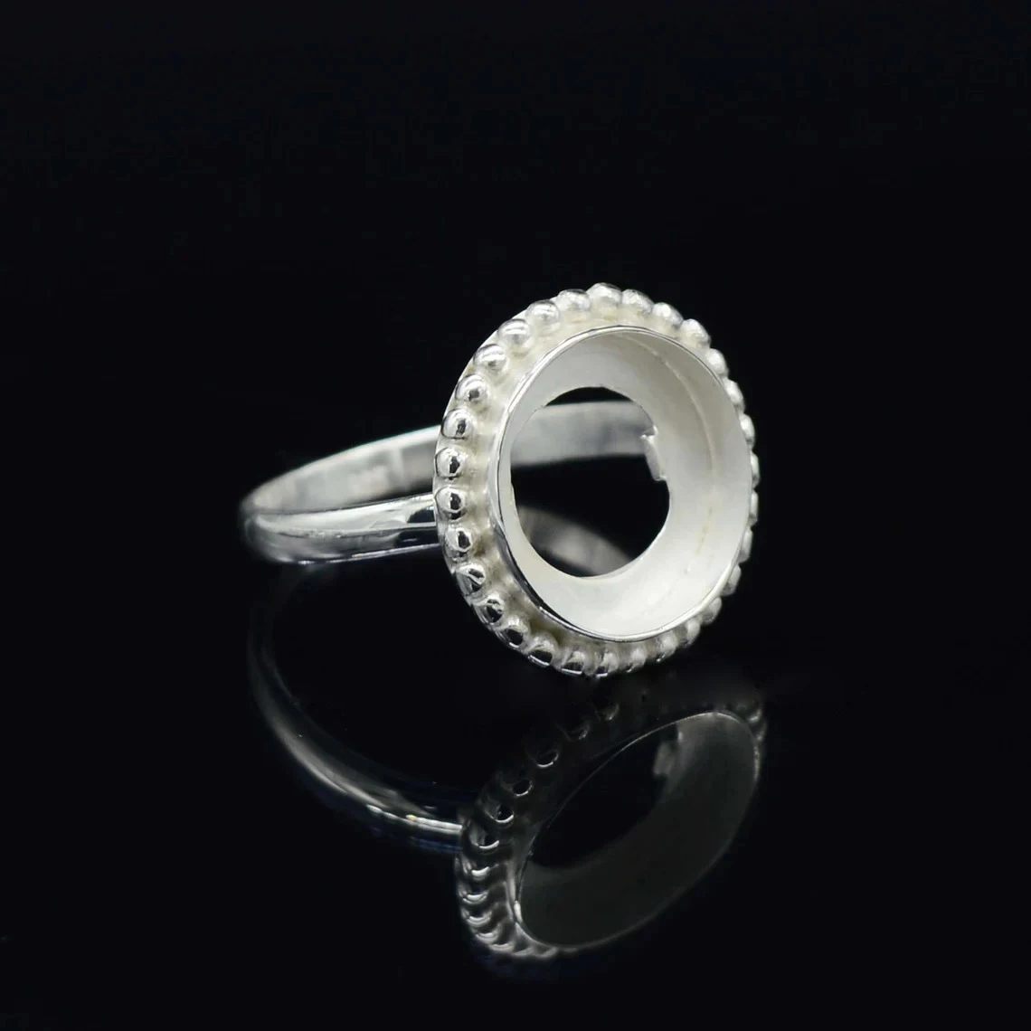 Pure 925 Sterling Silver Designer Round 7-30MM Collet Cup Blank Setting DIY Cup Plain Without Gemstone Finding Jewelry