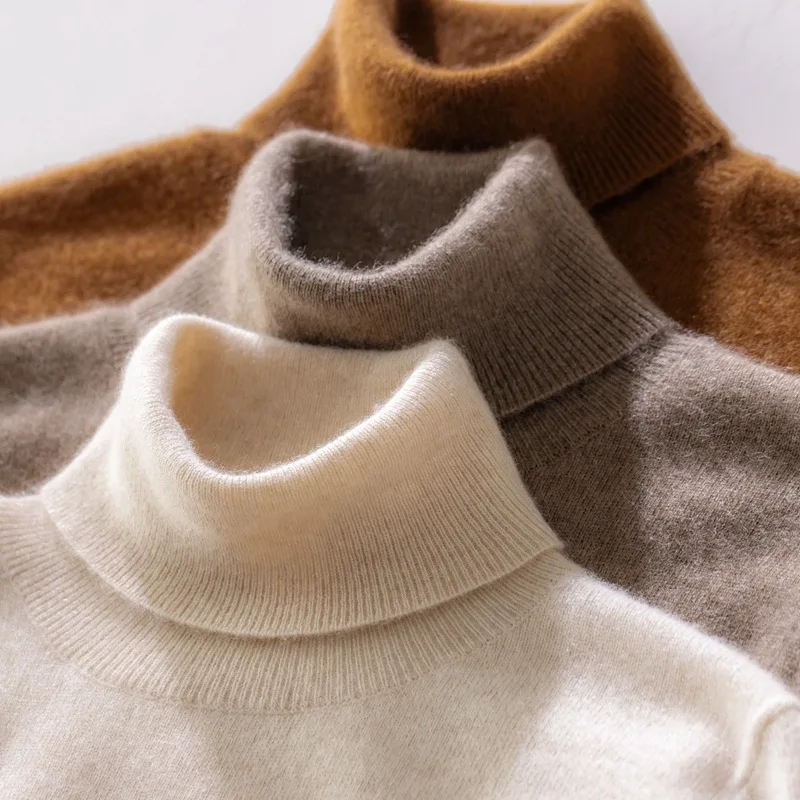 Winter turtleneck pullover loose plus size wool knitted long sleeve solid color bottoming shirt women wholesale cashmere sweater