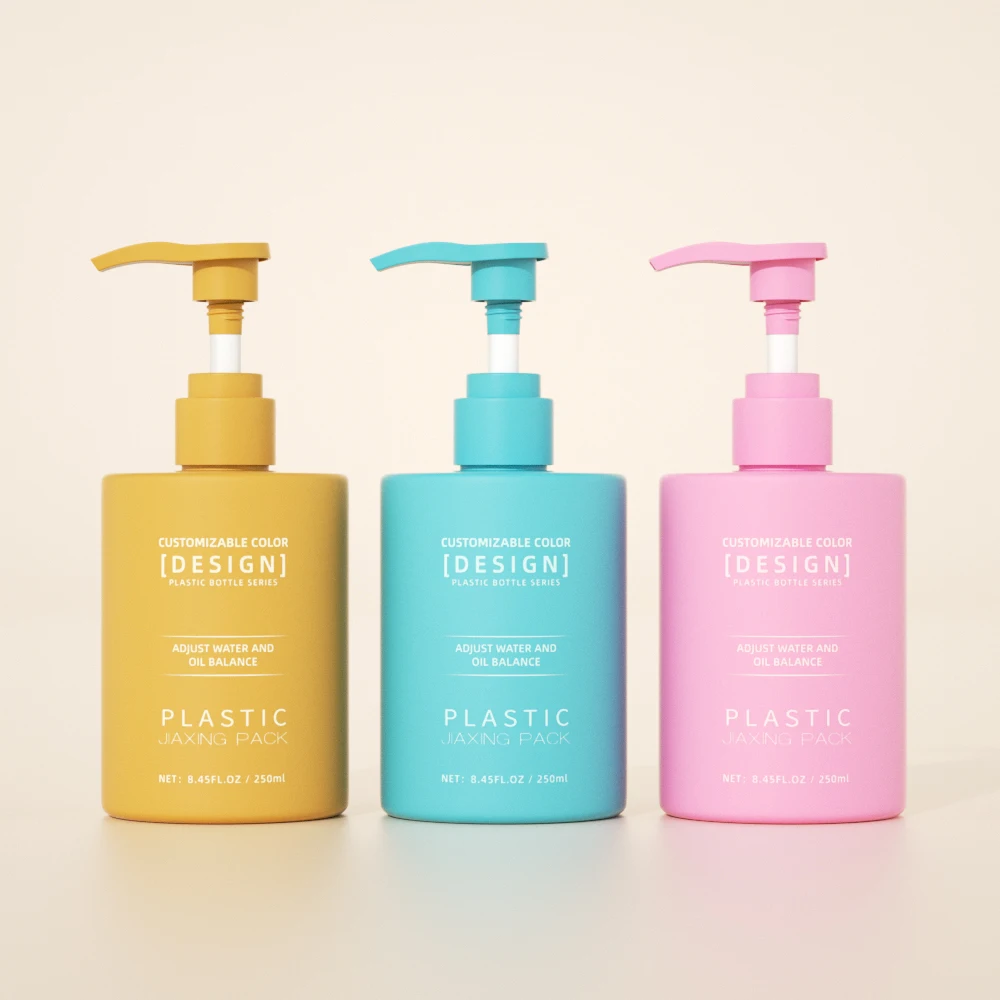 Custom luxury matte black frosted plastic gold lotion pump bottle 250ml 500ml shampoo bottles for body wash packaging