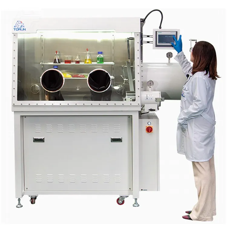 Customized Lithium Battery Research Vacuum Stainless Steel HEPA Gas Purification System Operation water sensitive Glove box