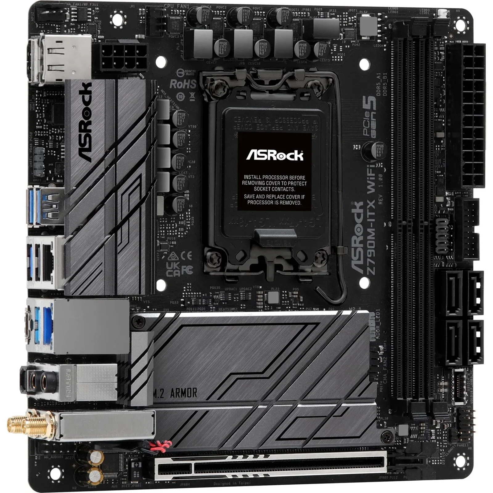 ASRock Z790M-ITX/WiFi Desktop Motherboard for  LGA1700 CPUs 2 slots DDR5, PCIE 5.0 x16 Dual Lan 2.5Gb Brand New