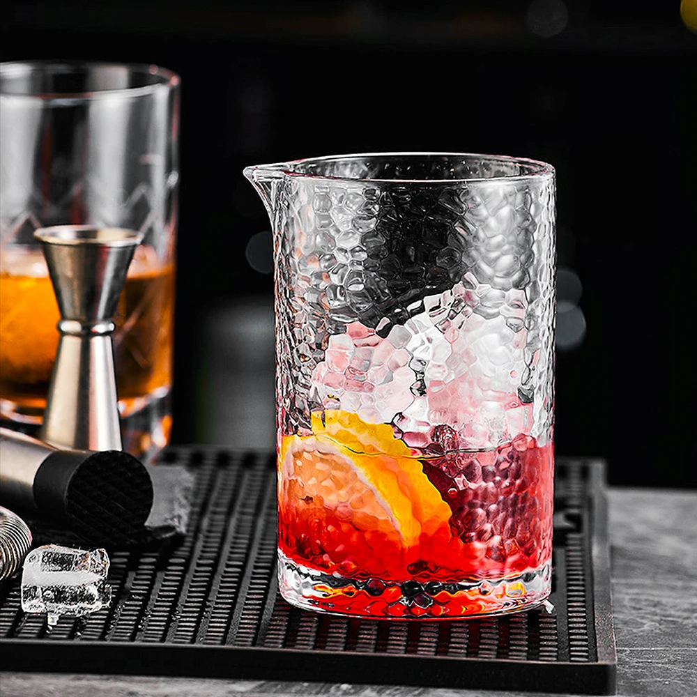 Hammered 700ml 23oz Cocktail Mixing Glass Pitcher Seamless Thick Bottom Bartending Cup Martini Juice Viski Stirring Mixing Glass