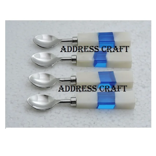 Factory Price18/8 Stainless Steel And Resin Handle Cutlery Spoon Sets Home And kitchenware Use Spoon Set Customised New Style