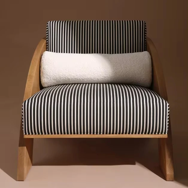 Indian Modern Style 100% Premium Solid Teak Wood Arched Armchair for Living Room Home Furniture