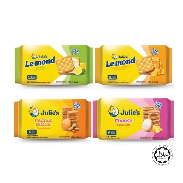 Malaysian Favorite Biscuit Sandwich Cream Sweet Filling Variety Flavors Cheese Peanut Butter Lemon Cheese Digestive Biscuit