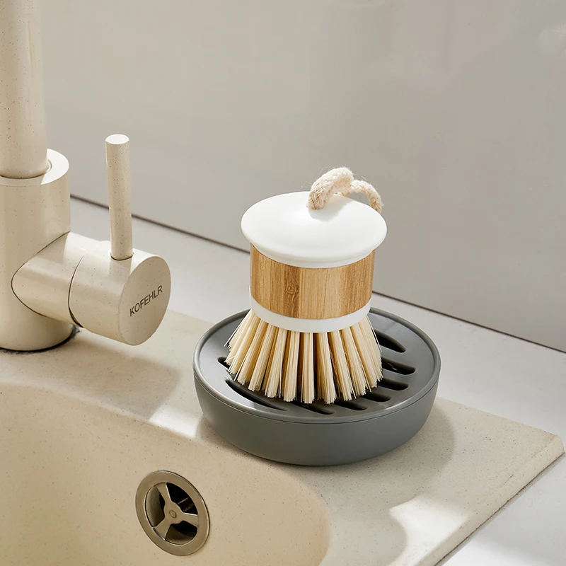 Заводская щетка из натурального бамбука и дерева круглая мини-щетка для мытья посуды кухонные щетки чистки