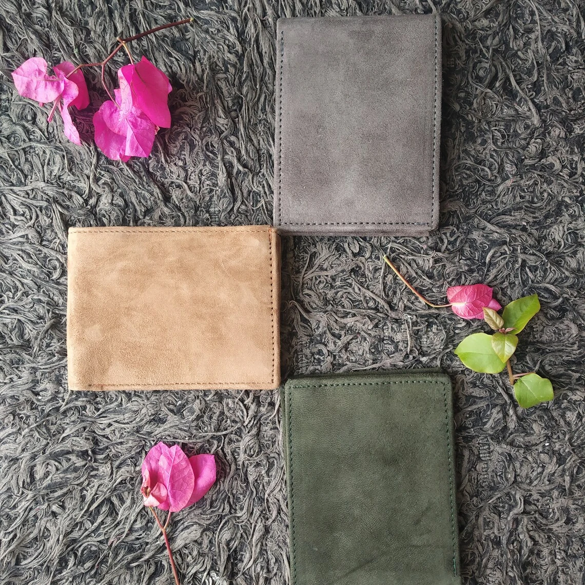 Suede Leather Bifold Hand stitched Men Leather Purse Wallet with Card Slots and Coin Pocket Leather Card Wallet Premium Quality