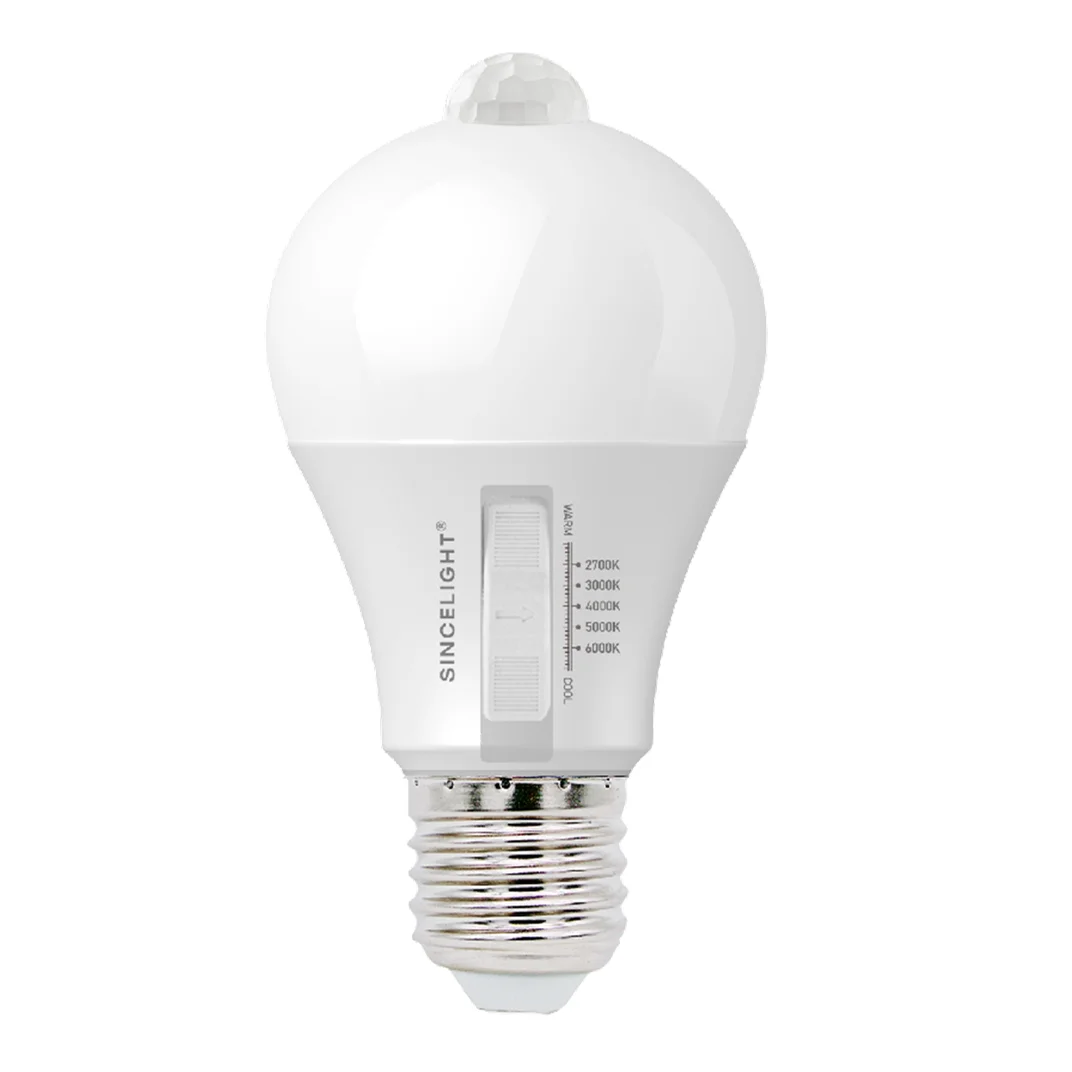 Led Security Light Bulb with PIR Motion and Light Sensor A19 10W 5CCT (2700K-3000K-4000K-5000K-6000K)