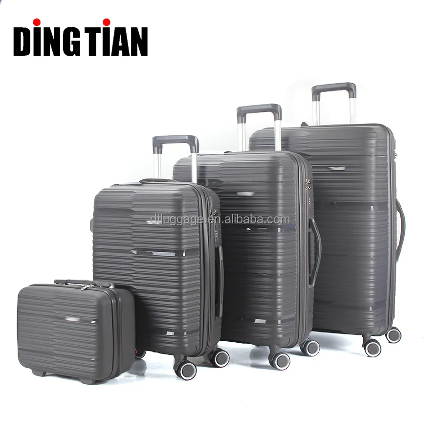 Mumbai Market unbreakable  Hard-Sided Polypropylene Luggage Set of 4 pcs PP  Trolley Bags with Beauty case