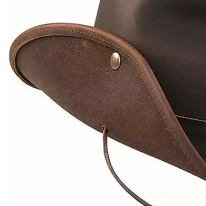 Cowboy Hat Leather Western Style Pinch Front Cowboy Leather Hat in Bulk Fully Personalized Logo & Design Leather Hats