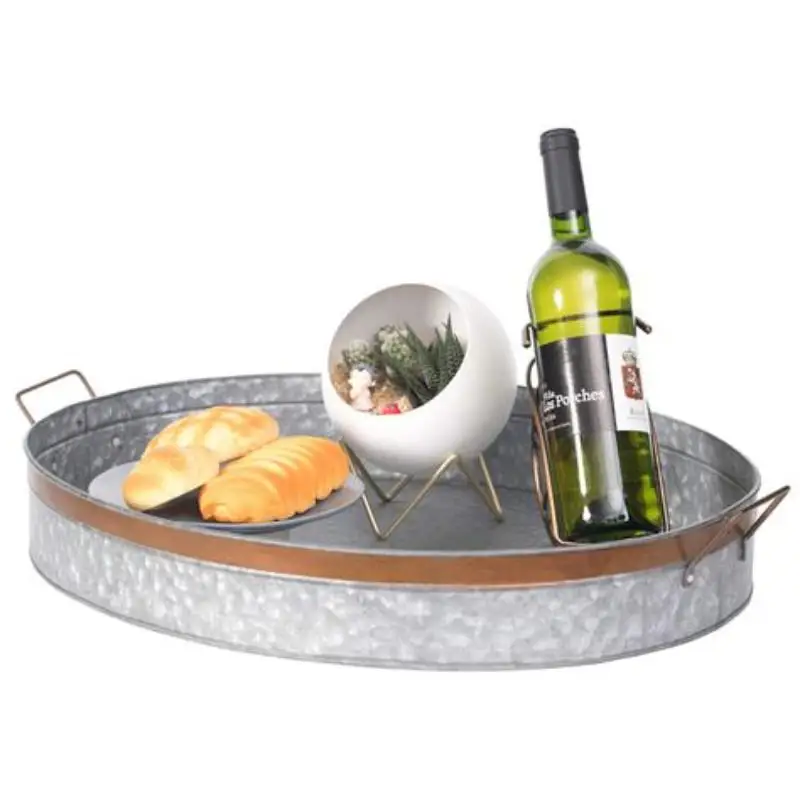 Set of 3 premium quality galvanized round serving tray with customized shape & size for home kitchen use  party occasion