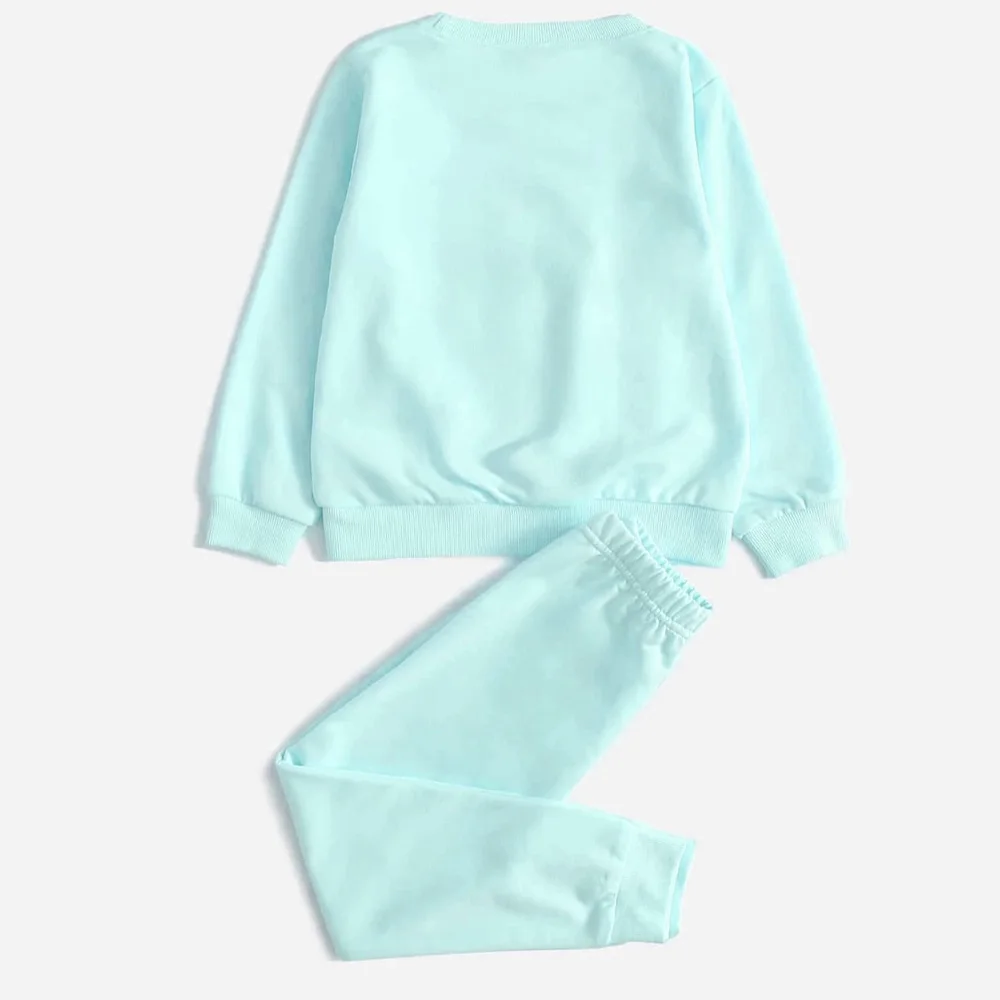 OEM  Custom Logo High Quality Kids Girls Unicorn Tracksuit / Factory Price Adjustable Crew Neck Tracksuit For Kids Girls