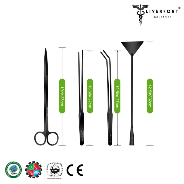 Top Quality Aquarium Cleaning 4Pc Black Tool Set Aquatic Plant Fish Tank Plant Tools Aquarium Long Tool Kit LIVERFORT INDUSTRIES