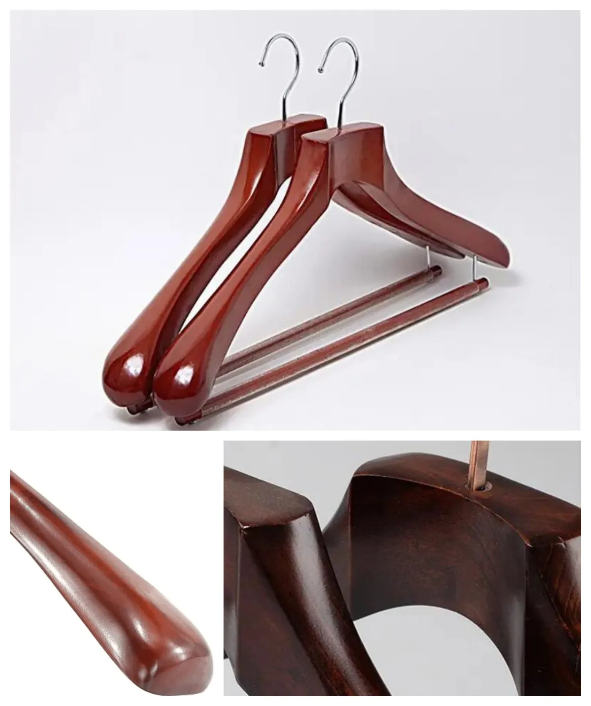 Wholesale Customized Logo Free Sample Luxury Coat Jacket Suit Hanger with White or Black Hooks