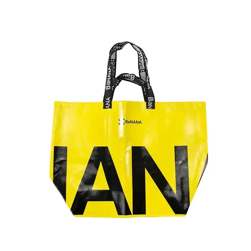 Durable Material Large Capacity Embroidered Handles PP Woven Boat Shape Bag With Waterproof Lamination Small Size