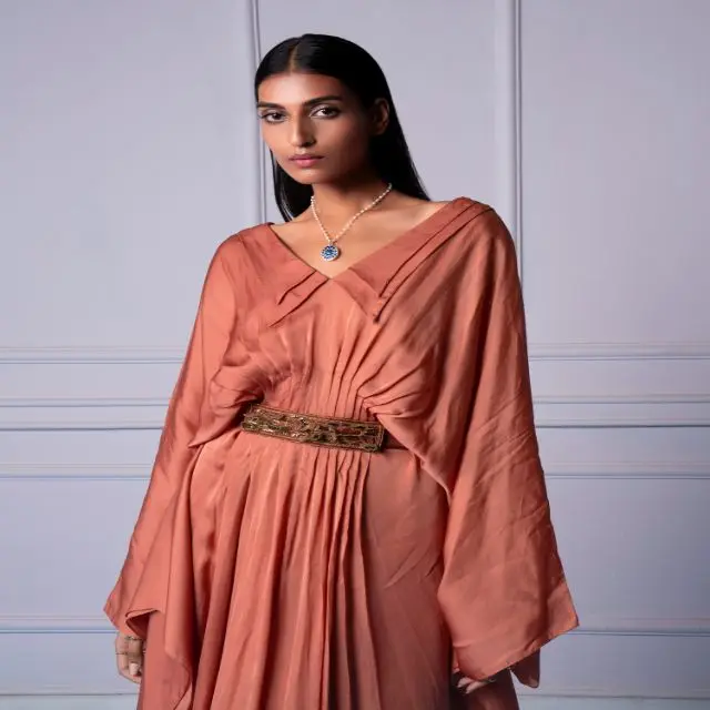 Excellent Quality Pleated Kaftan Maxi Dress for Women Party and Wedding Wear from Indian Exporter