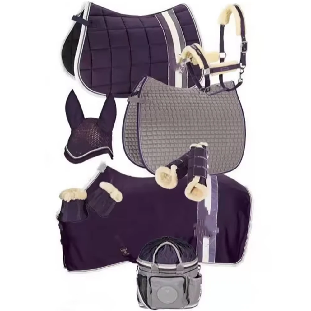 High Quality Matching Saddle Pad set with horse boot bell boot lead halter Wholesale Stylish Equestrian Products Saddle Pads Set