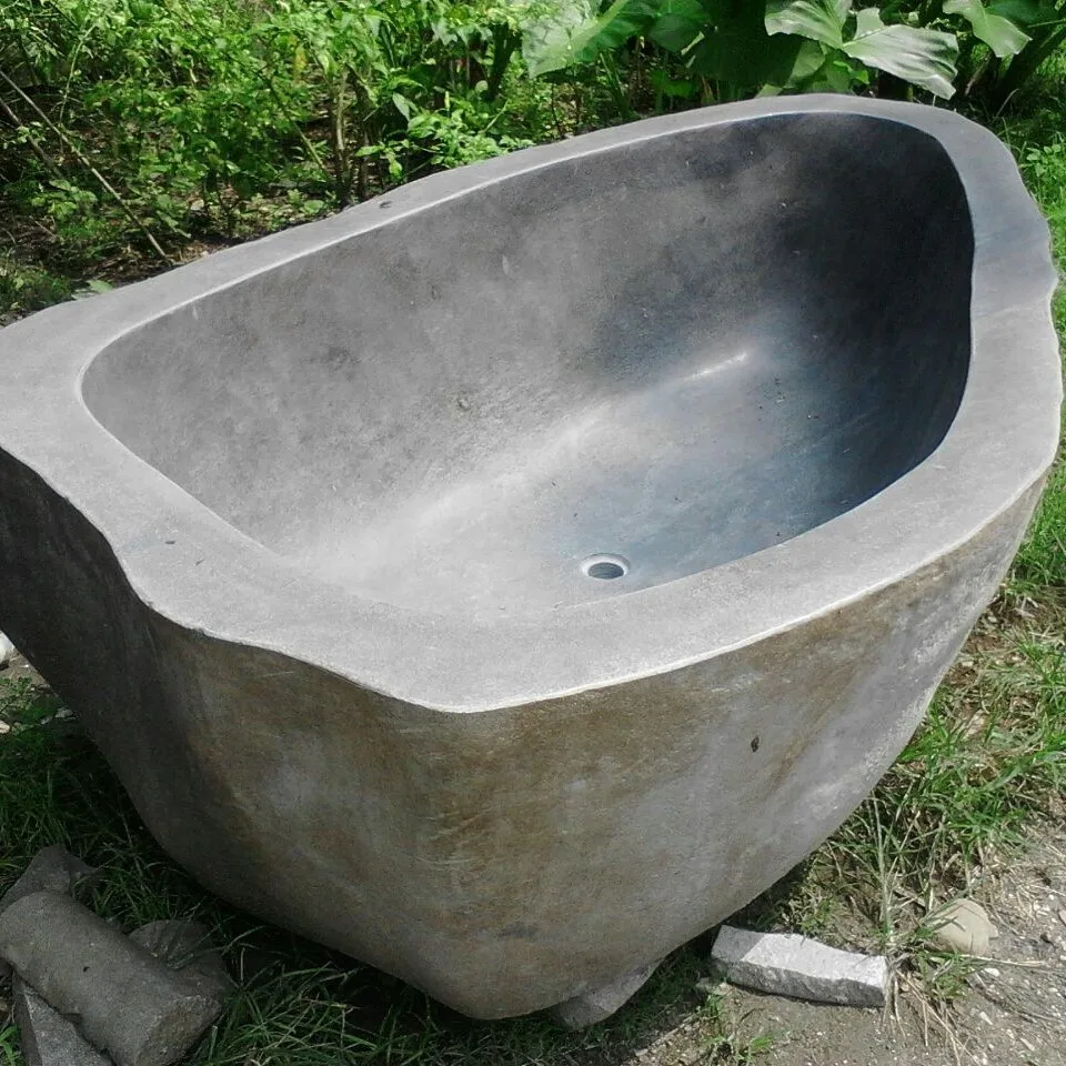 Hand Carved Stone Bathtub hand made Product Stone Bathtub and Bali for Soaking with Armrests from Indonesia