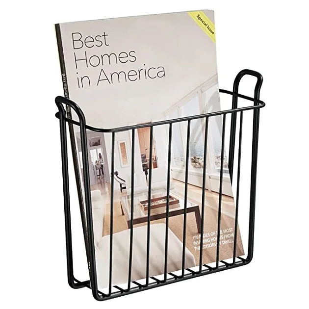 Metal Iron  Newspaper Books Stand Metal Black Wall Magazine Rack Top Quality Luxury Design Home Decorative
