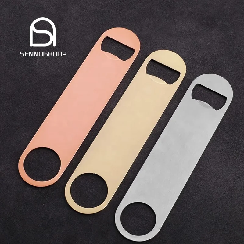 Wholesale Simple Flat Portable Durable Bar  keychain Stainless Steel Beer Wine Cola Soda Bottle Openers