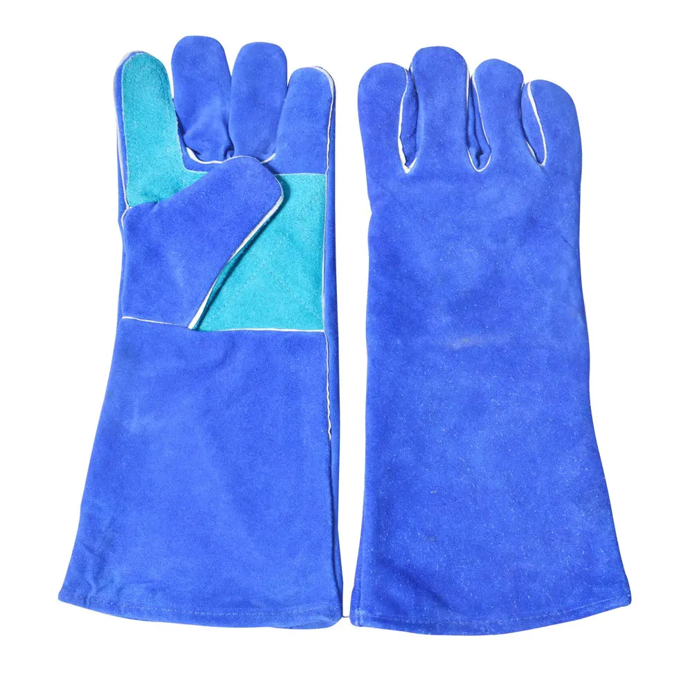 High quality Custom 14 inch Cow split leather welding gloves heat resistant welder gloves for multiple tasks