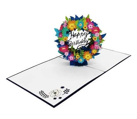Birthday Flower Bunch Modern Style 3D Pop-Up Cards Bouquet Of 3D Pop-up Cards For Export In Bulk