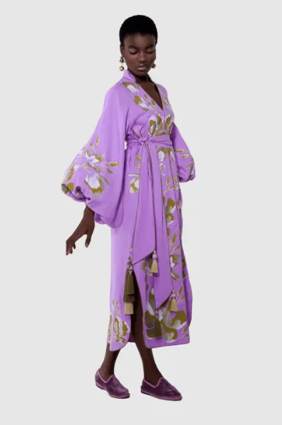 New Exclusive Floral Embroidered Folk Ethnic Ukrainian Long Balloon Sleeves Ethnic Ukraine Dresses