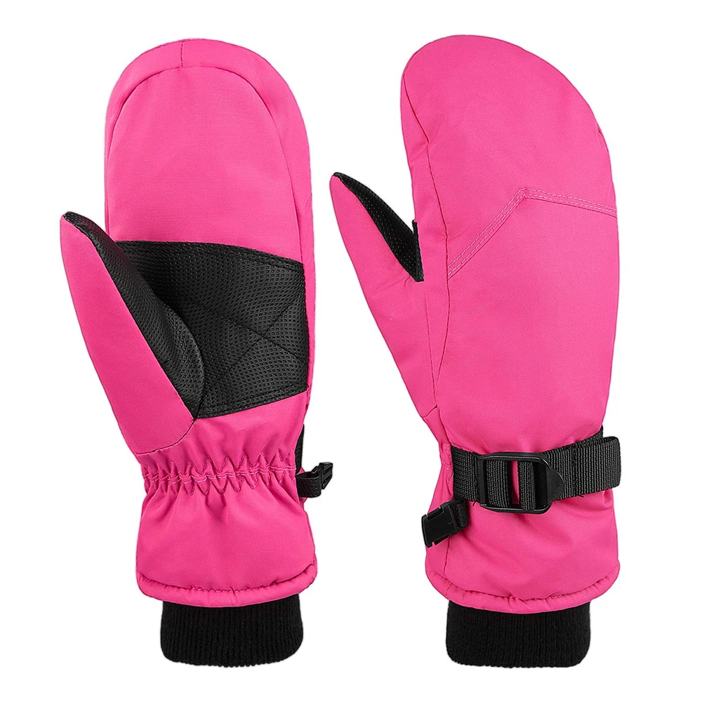 Fashion Winter Warm Waterproof Cowhide Leather Unisex Snowboard Mittens Gloves