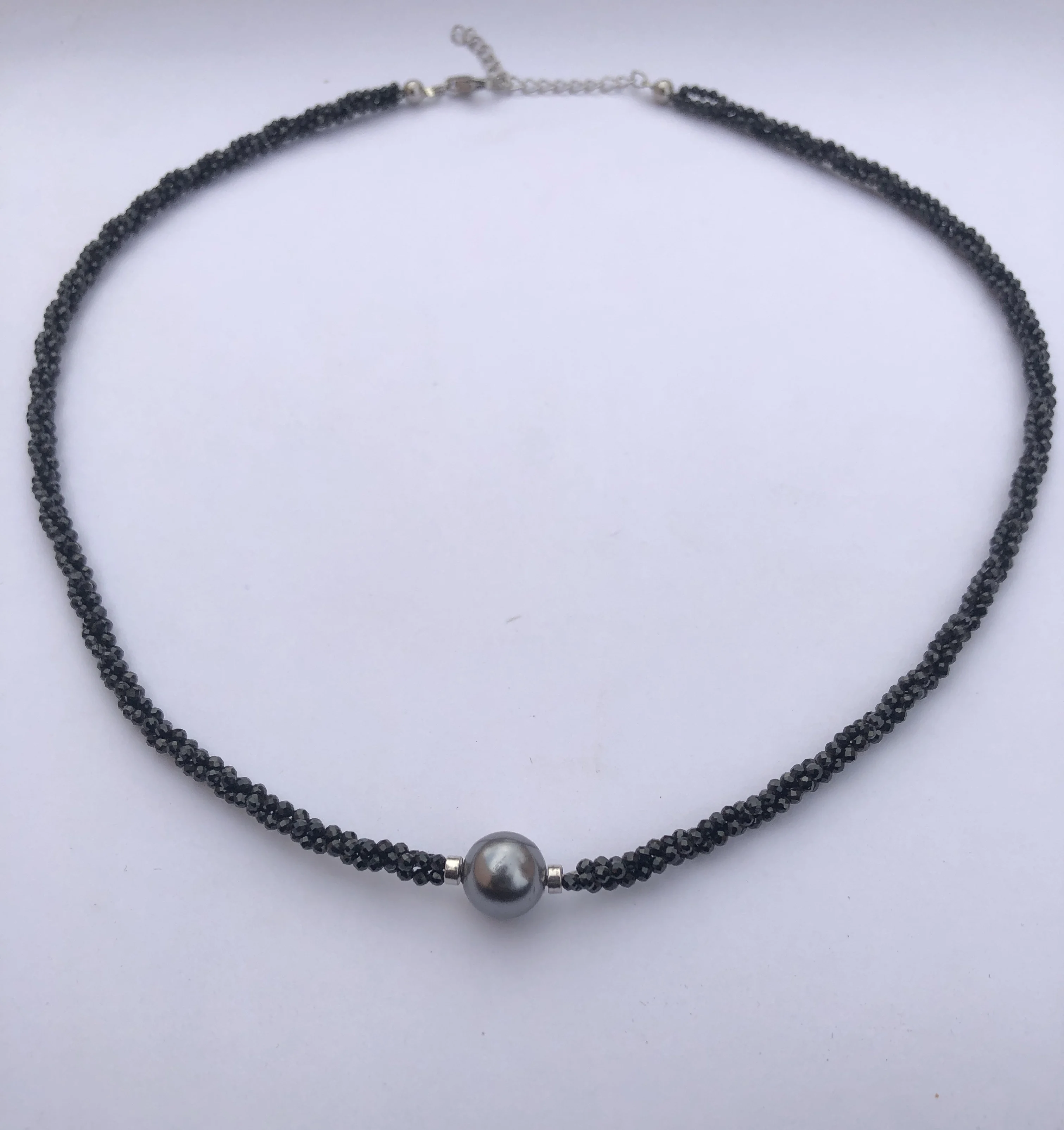 2mm 8mm Natural Black Spinel Twisted Black Freshwater Pearl Beads Necklace Real Stones Sterling Silver Jewelry Fashion Choker