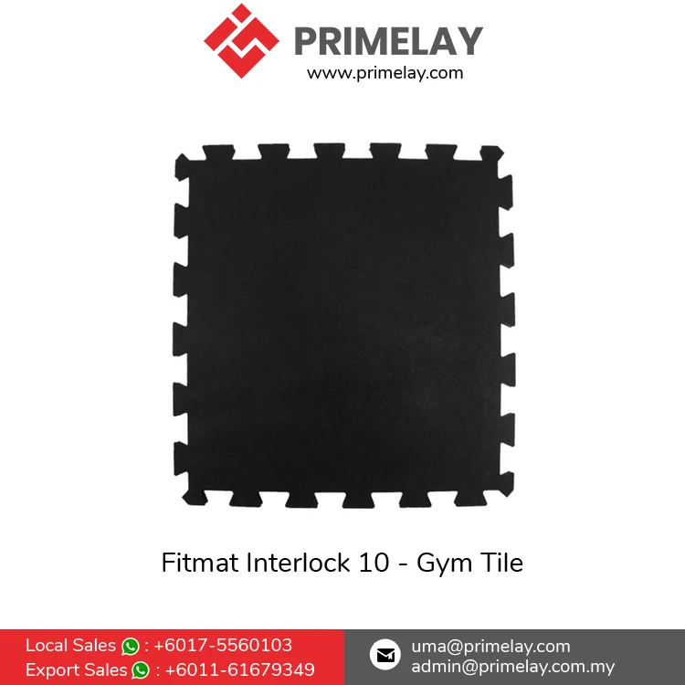Easy Interlocking Pattern & Light Weight Workout Puzzle Rubber Flooring Mat | Fitmat Interlock 10 Gym Tile Supplier