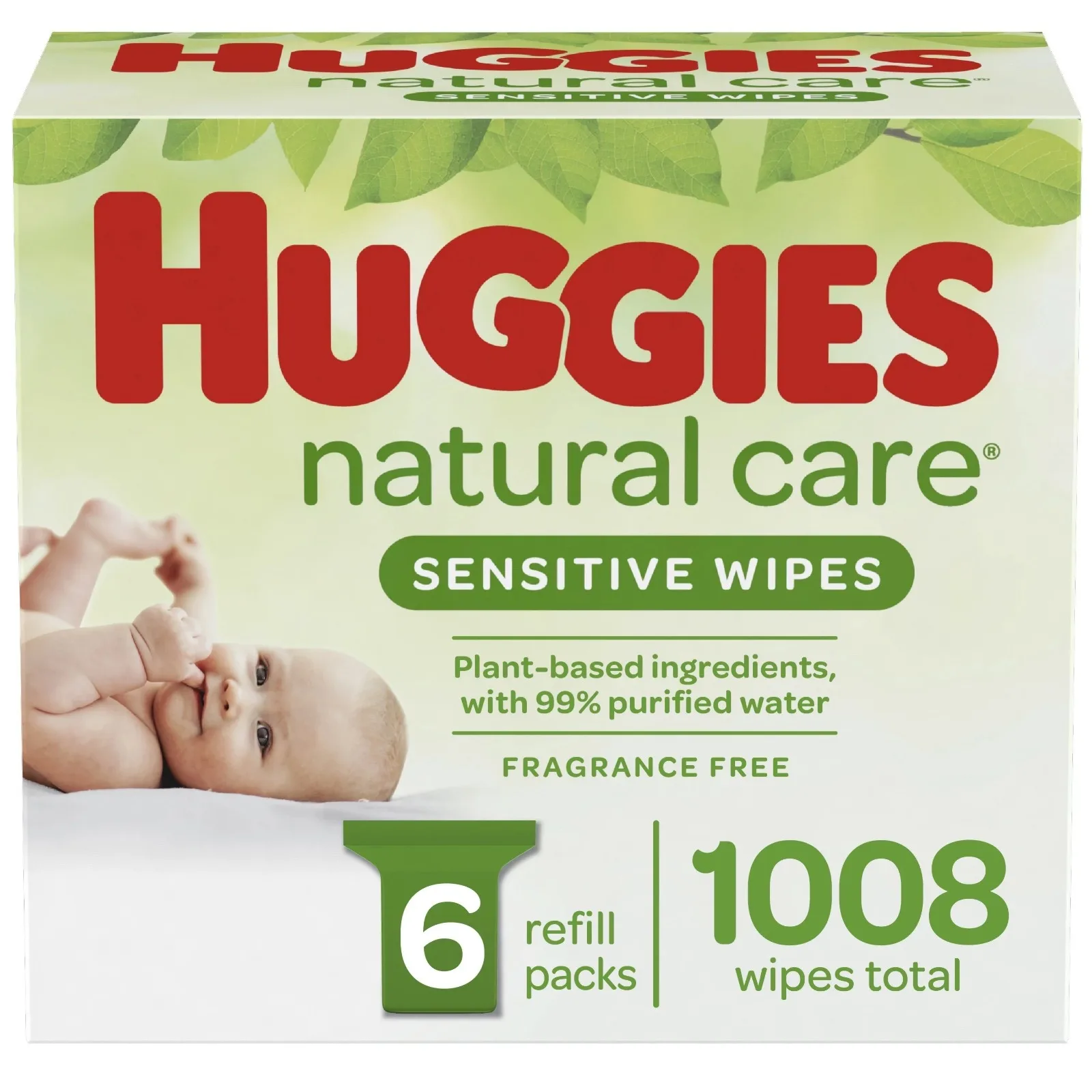 Huggies натуральные детские салфетки без запаха 6 упаковок для заправки (всего 1008 салфеток)