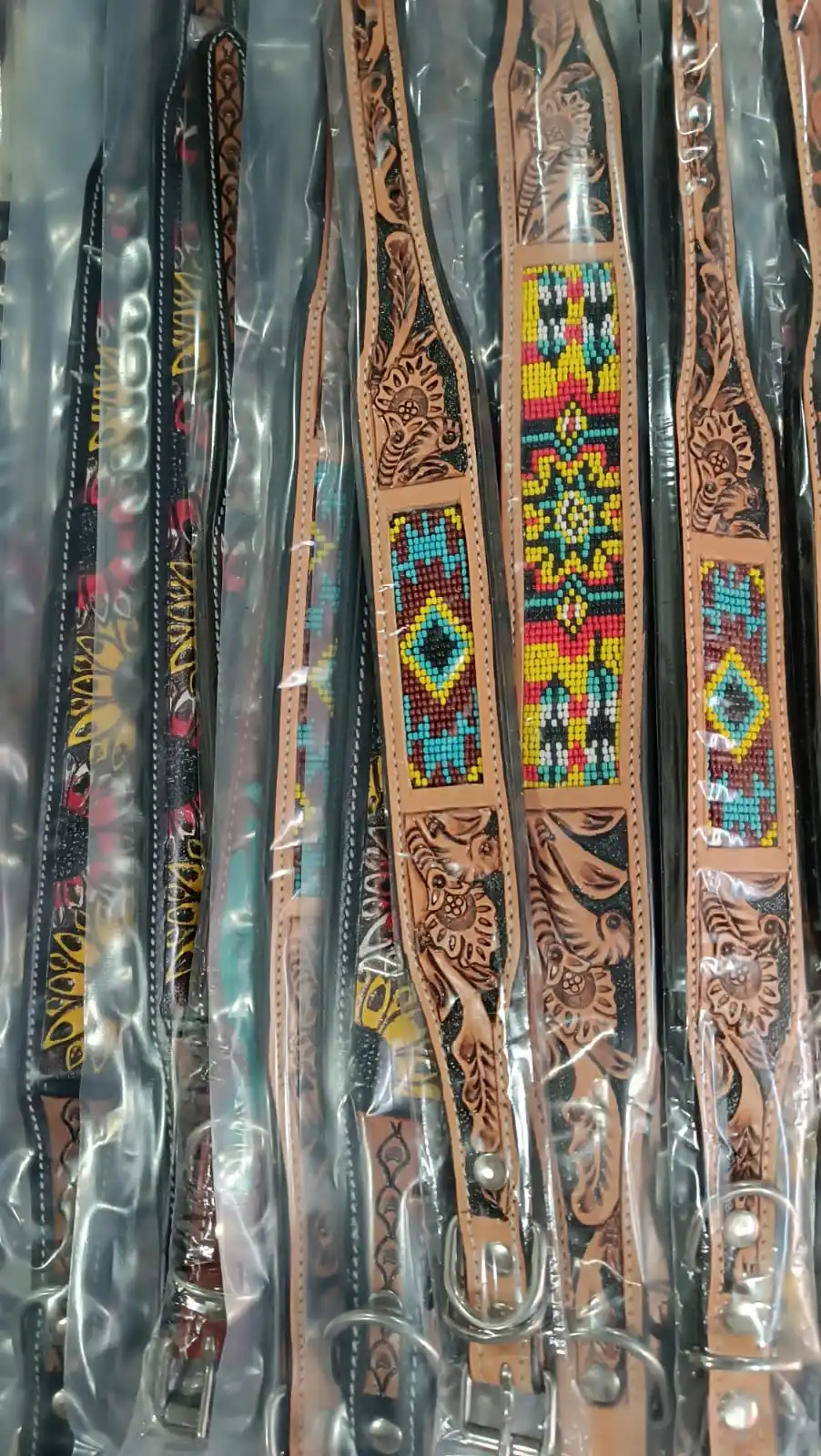 Top Trendy Latest Design Premium Quality Fancy Leather Dog Collar With Hand Carving And Bead Work Supplier Wholesale Manufacture