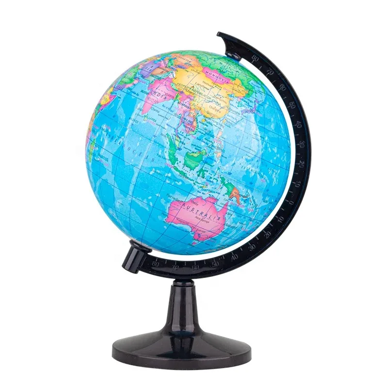 Stylish Three-Leg World Globe Decorative Aluminum Office Art for Students and Teachers round Metal Desktop Decor for Christmas