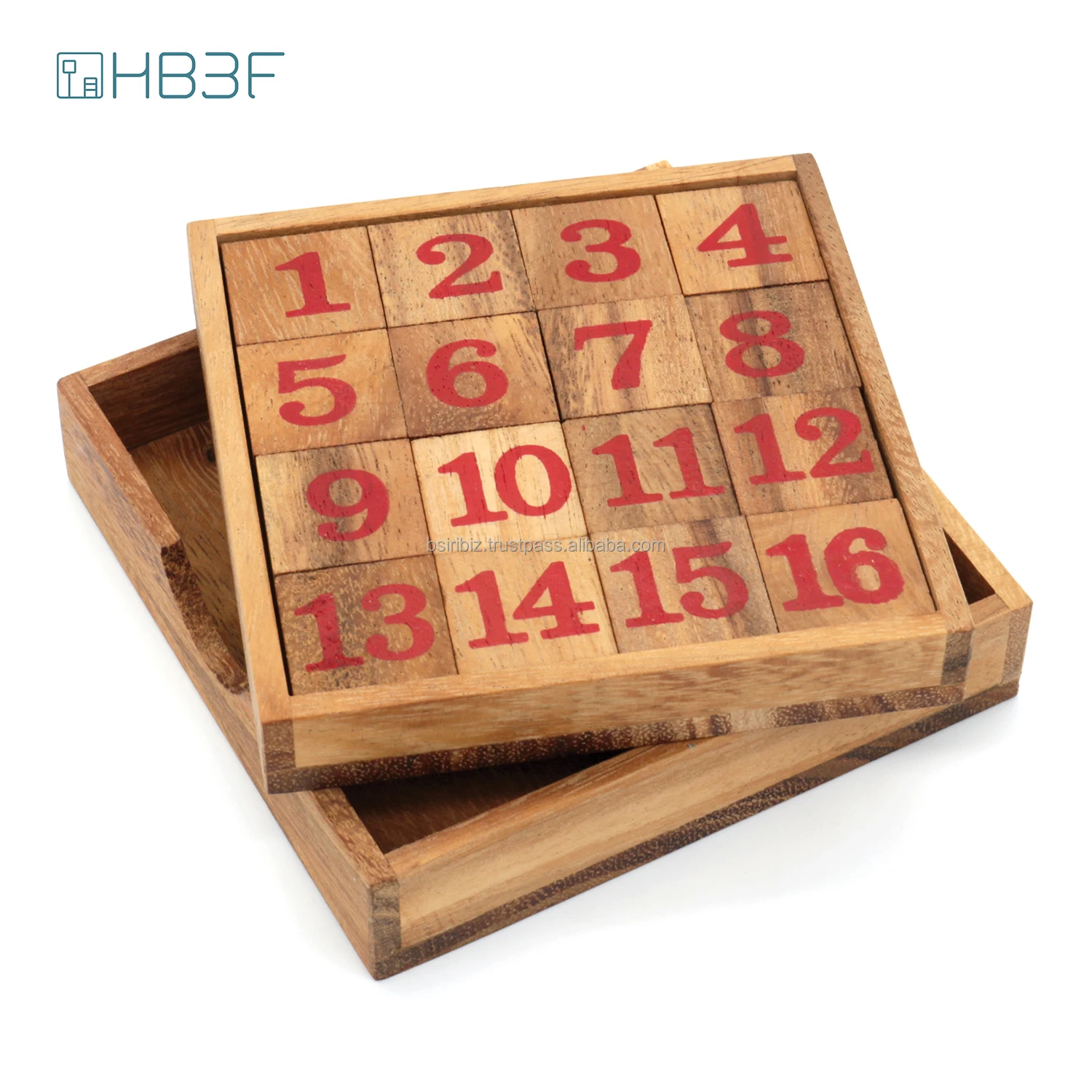 SLIDE 15 Slide Puzzle Wooden Monkeypod Wood for Children and Adults Brain Teaser Challenging Educational