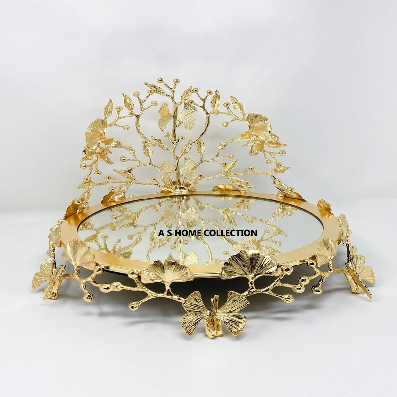 floral golden elegant decorative Design Chocolate Serving Tray In brass Gold Color Superior Quality Hotel Sweet Chocolate Tray