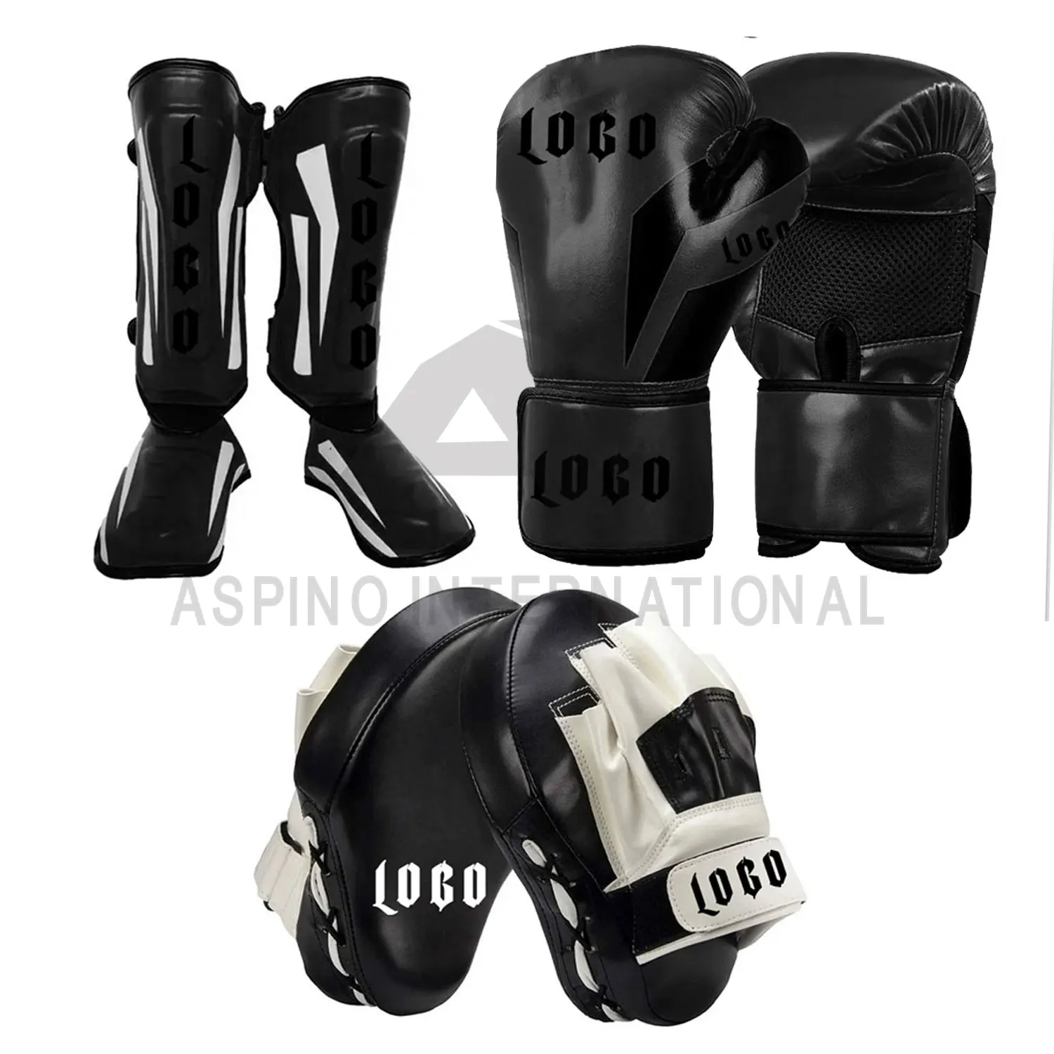 High Quality Professional Winning Boxing Sparring Set Cup Set with Focused Shin Pads Stretch Gloves Direct Factory Manufacturers