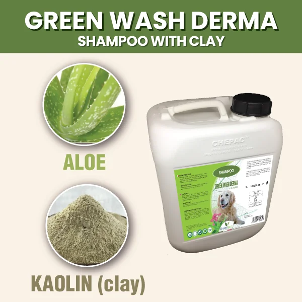 Top quality made in Italy with clay formulation GREEN WASH DERMA natural shampoo for all types of dogs 5L