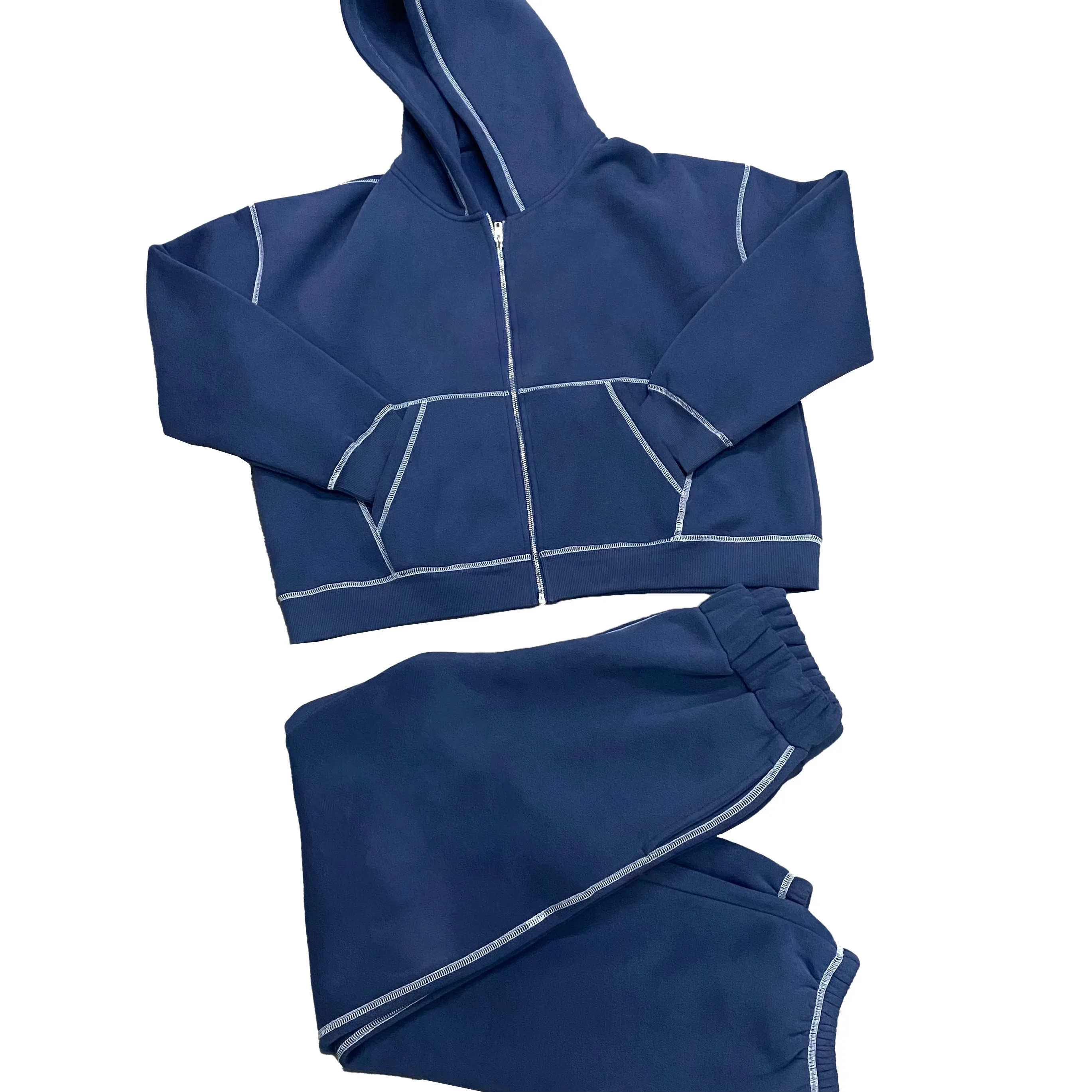 OEM /ODM High quality 100% Cotton Fleece Embroidery Spring Hoodie and Shorts One sets for men