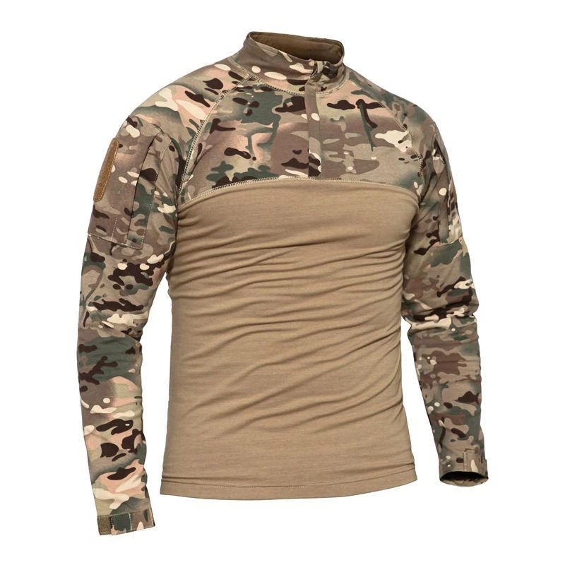New Long Sleeve T Shirts Outdoor Tactical Camouflage T-shirt Hunting Hiking Camping T Shirt Camo Quick Dry with own logo
