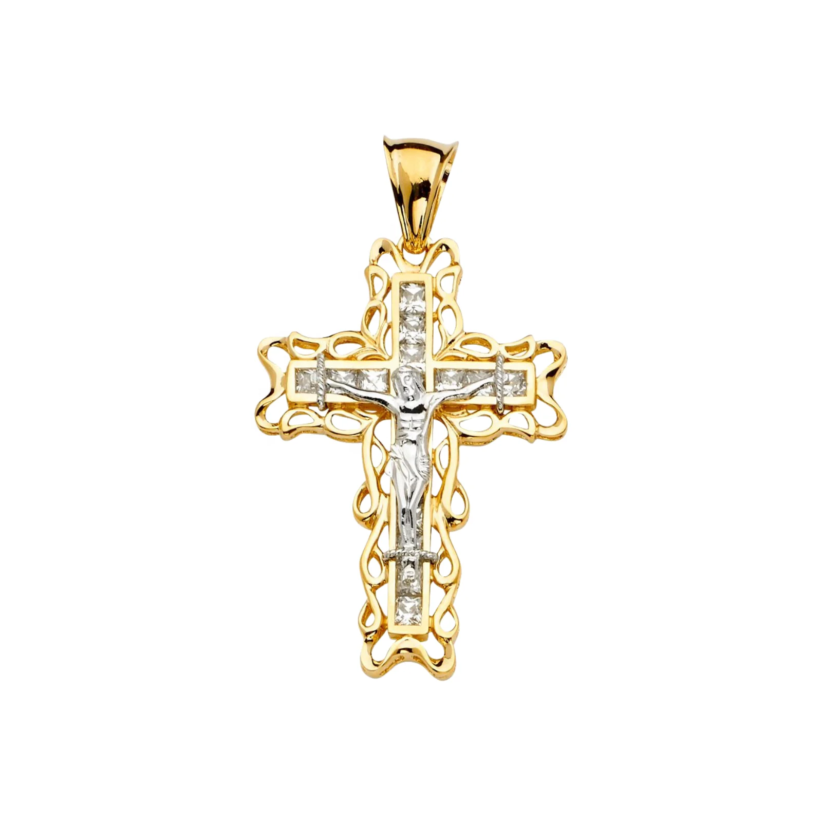 Exclusive Latest Cross and Charm Pendant two tone gold silver women and men Necklace jewelry Classic most trending all occasions