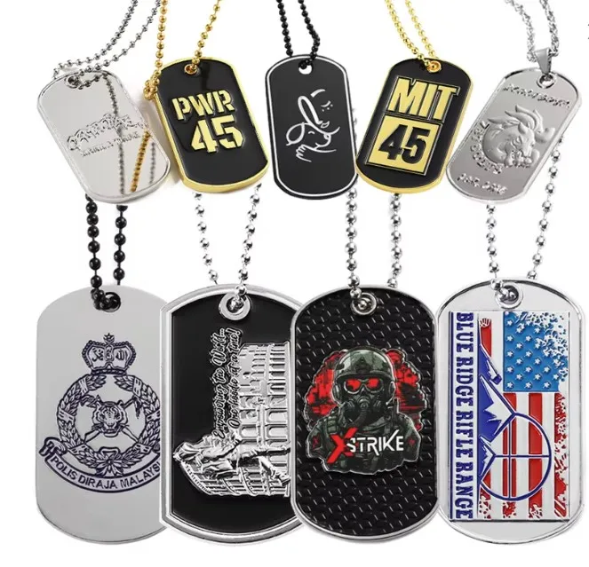 Custom Personalised Metal Dog Tag ID Tag with Ball Chains Metal Crafts Product Zinc Alloy Metal Dog Tag Pendant