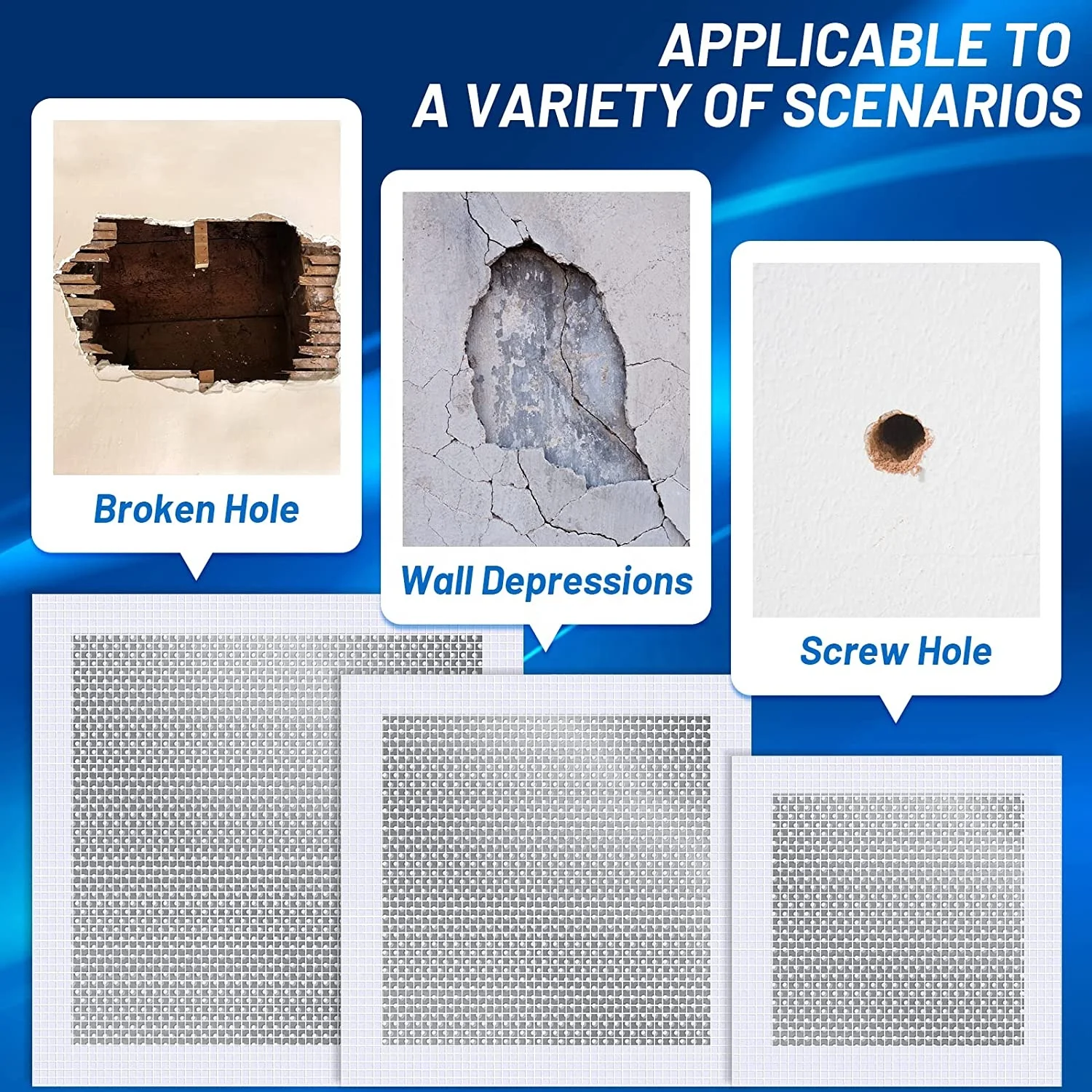 Самоклеящаяся пластина для ремонта гипсокартона сетчатая Стекловолоконная стен и экранов алюминиевого металлического